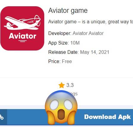A screenshot to download APK Aviator game