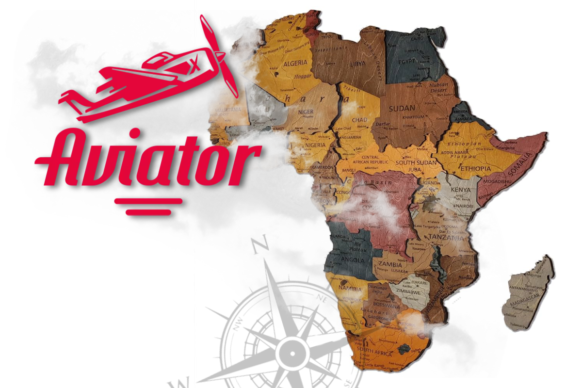 Aviator logo on the background of the African continent