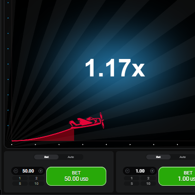 A screenshot displaying Aviator game with increasing multiplier and betting options