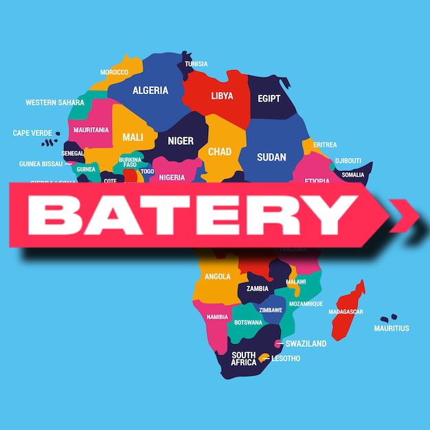 Batery casino logo on the coloured Africa map background