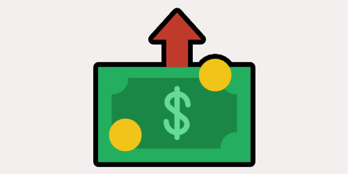 An icon of the dollar with arrow on the grey background