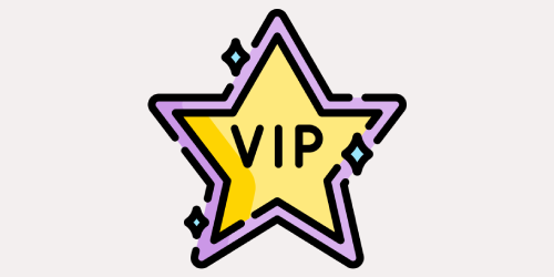An icon of the star with word 'VIP' on the grey background