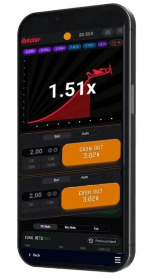 Aviator game mobile screen