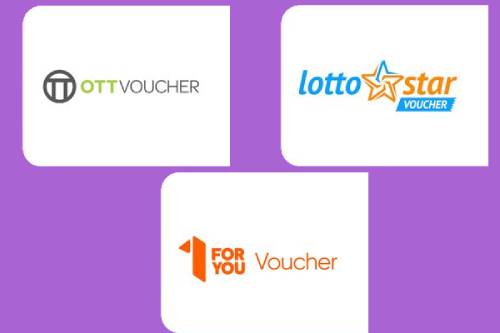 Logos of the Lottostar casino, Ott voucher and 1 for you voucher