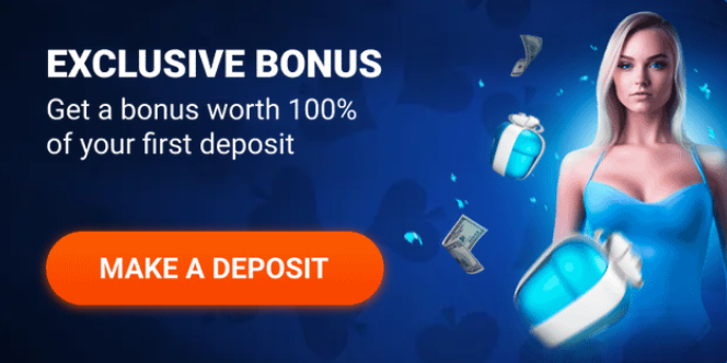 Promo banner of the Mostbet casino with woman, presents and text 'Exclusive bonus'